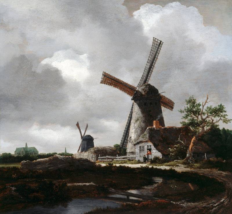 BillerAntik Kunstdruck Landscape with Windmills near Haarlem van Ruisdael Windmühlen Räder B, (1 St) von BillerAntik