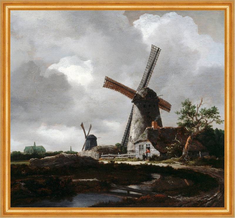BillerAntik Kunstdruck Landscape with Windmills near Haarlem van Ruisdael Windmühlen Räder B, (1 St) von BillerAntik