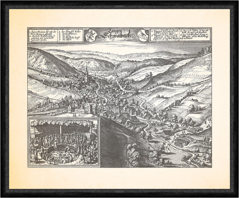 Kunstdruck Langen Schwalbach Bad Schwalbach Elisabethentempel Kurbahn Faks_Merian, (1 St) von OTTO