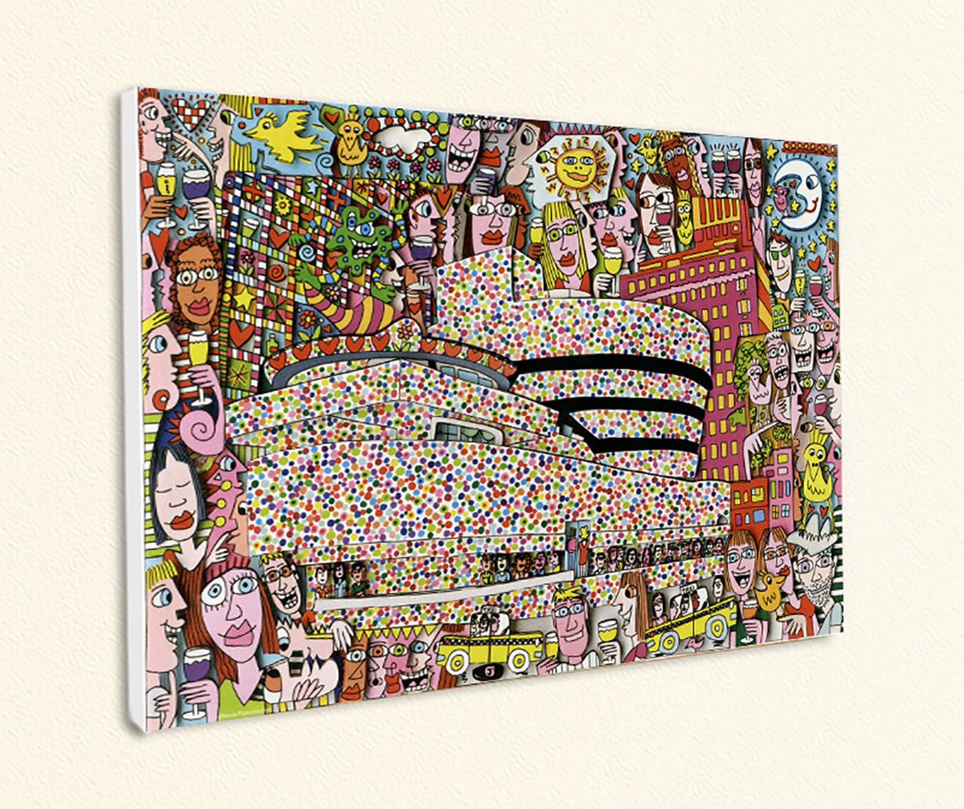 BillerAntik Kunstdruck Let's all gather at the Guggenheim Museum Glas Poster Rizzi Platte 49, (1 St) von BillerAntik