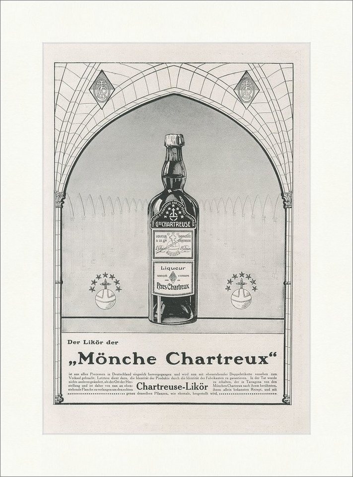 BillerAntik Kunstdruck Likör der Mönche Chartreux Kloster Kartäuser Kräuter Flasche SP 478, (1 St) von BillerAntik