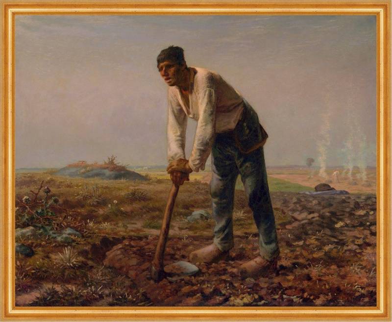 BillerAntik Kunstdruck Man with a Hoe Jean-Francois Millet Hacke Feldarbeit Bauer Erde B A2 0, (1 St) von BillerAntik