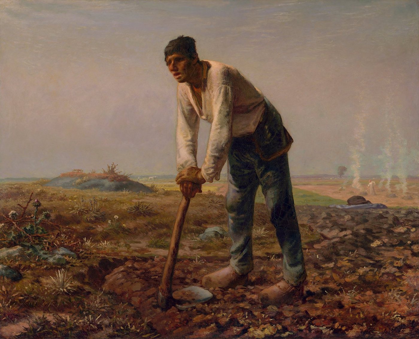 BillerAntik Kunstdruck Man with a Hoe Jean-Francois Millet Hacke Feldarbeit Bauer Erde B A3 0, (1 St) von BillerAntik