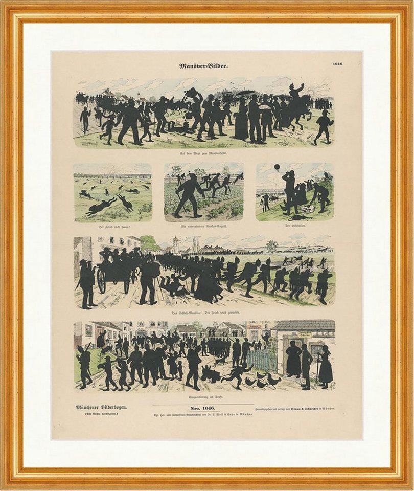 Kunstdruck Manöver-Bilder Schattenspiel Soldaten Dorf Münchener Bilderbogen 1046, (1 St) von OTTO
