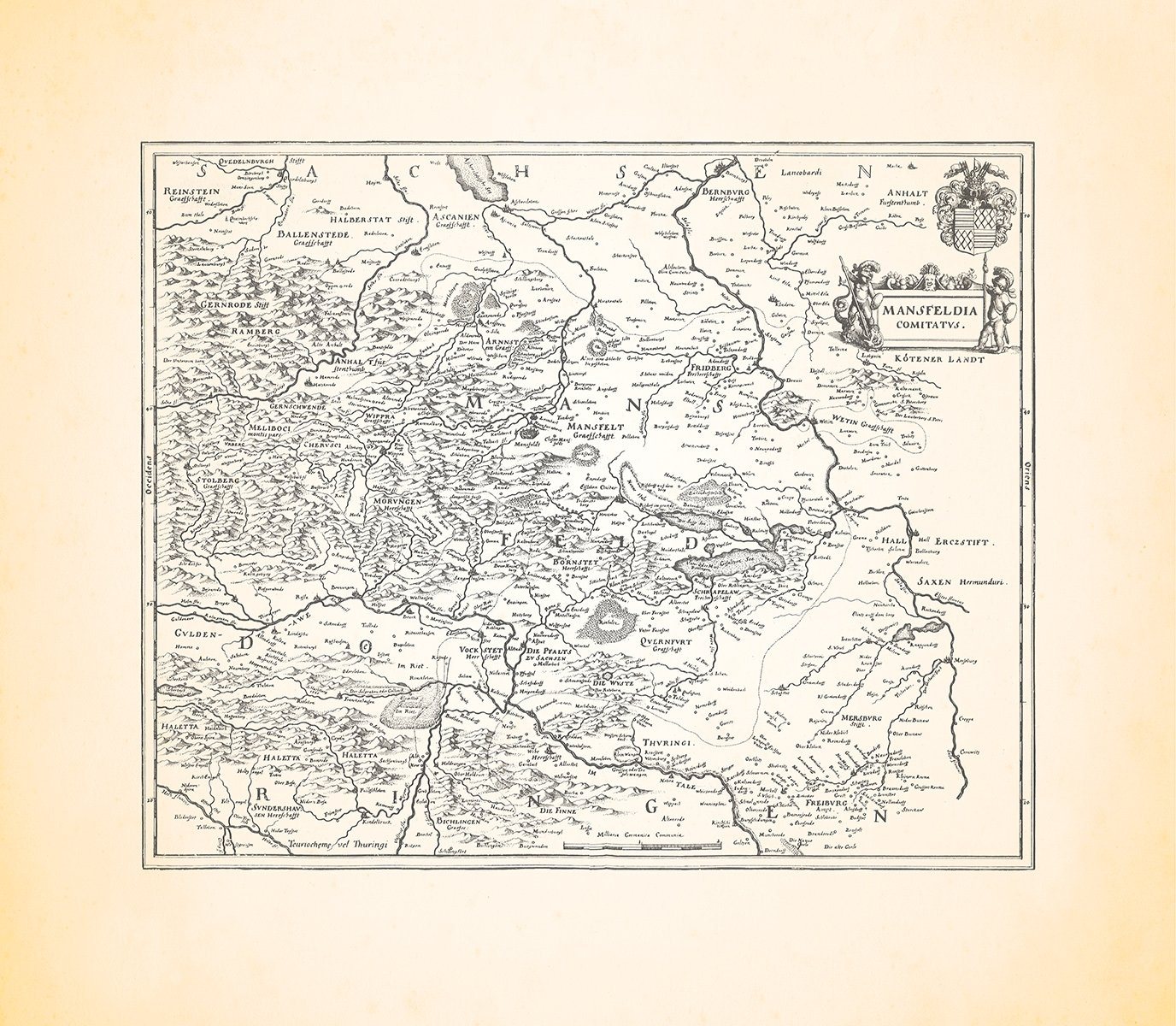 Kunstdruck Mansfeldia Comitatus Topographia Superioris Mansfeld Kupferstich Meria, (1 St) von OTTO