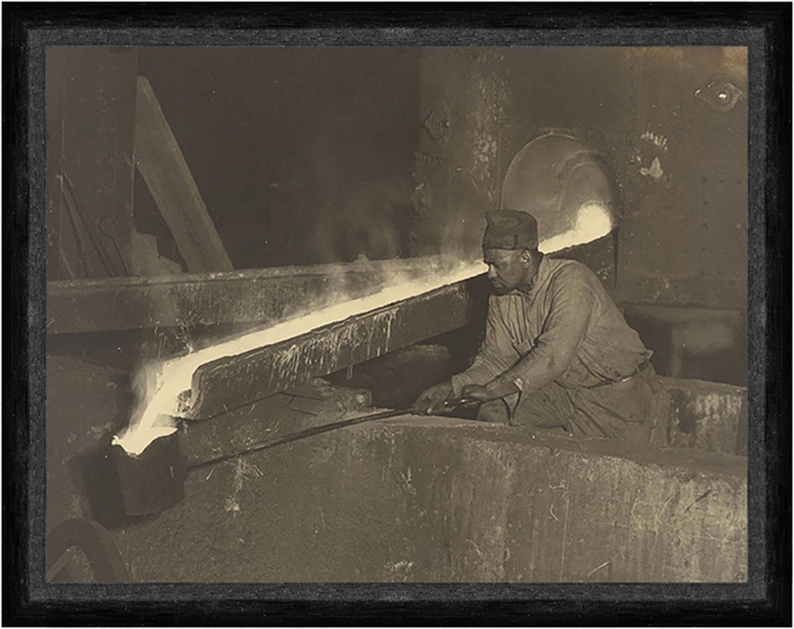 BillerAntik Kunstdruck Moulders Helper, Baldwin Locomotive Plant Metall Ofen Schmelzer Guss F, (1 St) von BillerAntik