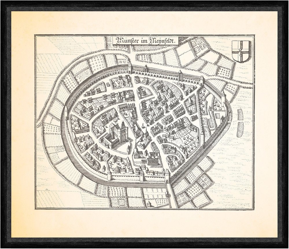 BillerAntik Kunstdruck Münster im Meynfeldt Bad Münster am Stein-Ebernburg Faks_Merian 0877, (1 St) von BillerAntik