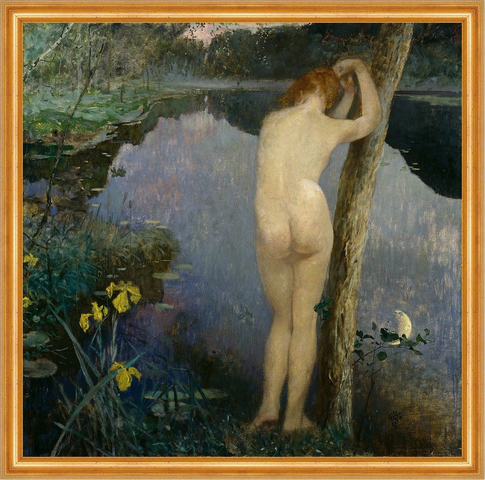 BillerAntik Kunstdruck Nocturne Eilif Peterssen Nackte Frauen Waldsee Teich Baden B A2 01648, (1 St) von BillerAntik