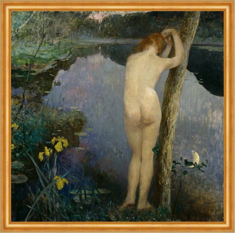 BillerAntik Kunstdruck Nocturne Eilif Peterssen Nackte Frauen Waldsee Teich Baden B A2 01648, (1 St) von BillerAntik