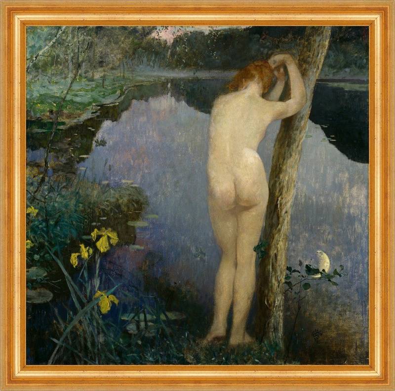 BillerAntik Kunstdruck Nocturne Eilif Peterssen Nackte Frauen Waldsee Teich Baden B A3 01648, (1 St) von BillerAntik