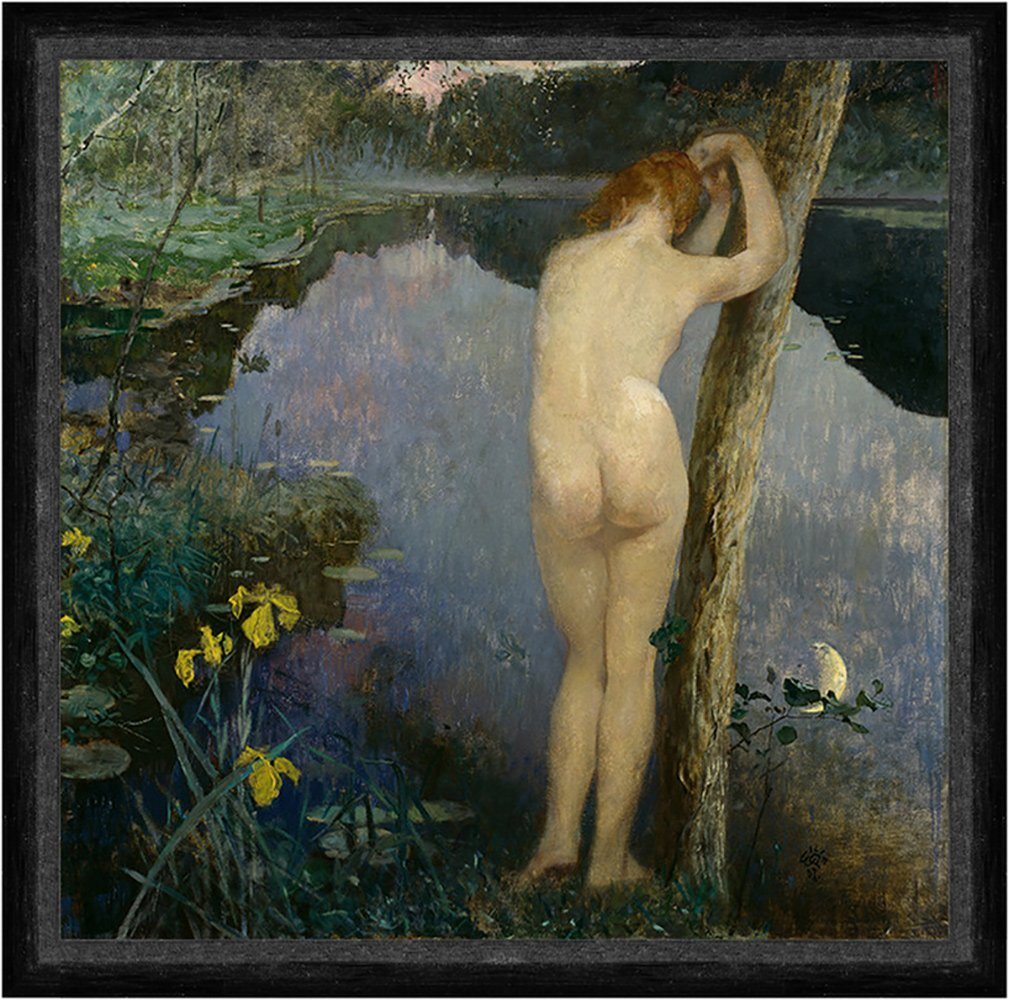 BillerAntik Kunstdruck Nocturne Eilif Peterssen Nackte Frauen Waldsee Teich Baden Bäume Faks_, (1 St) von BillerAntik