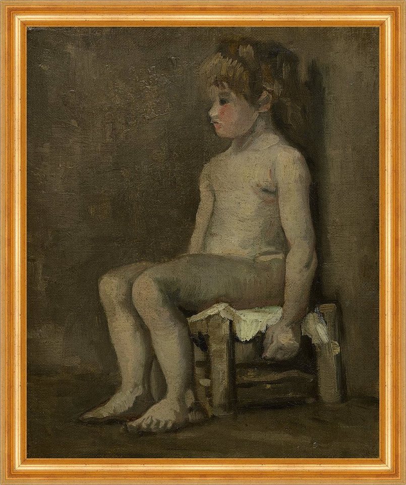 BillerAntik Kunstdruck Nude girl, seated Vincent van Gogh Kind Mädchen Nackt Hocker B A3 0340, (1 St) von BillerAntik