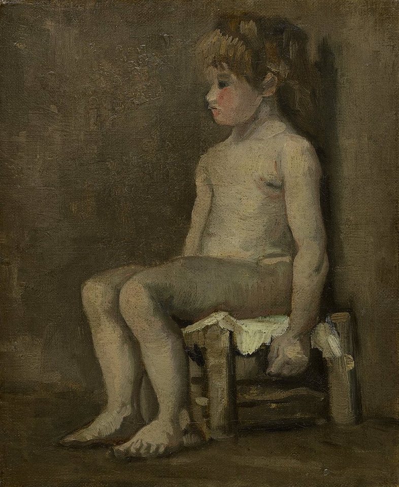 Kunstdruck Nude girl, seated Vincent van Gogh Kinder Mädchen Nackt Sitzen Hocker, (1 St) von OTTO