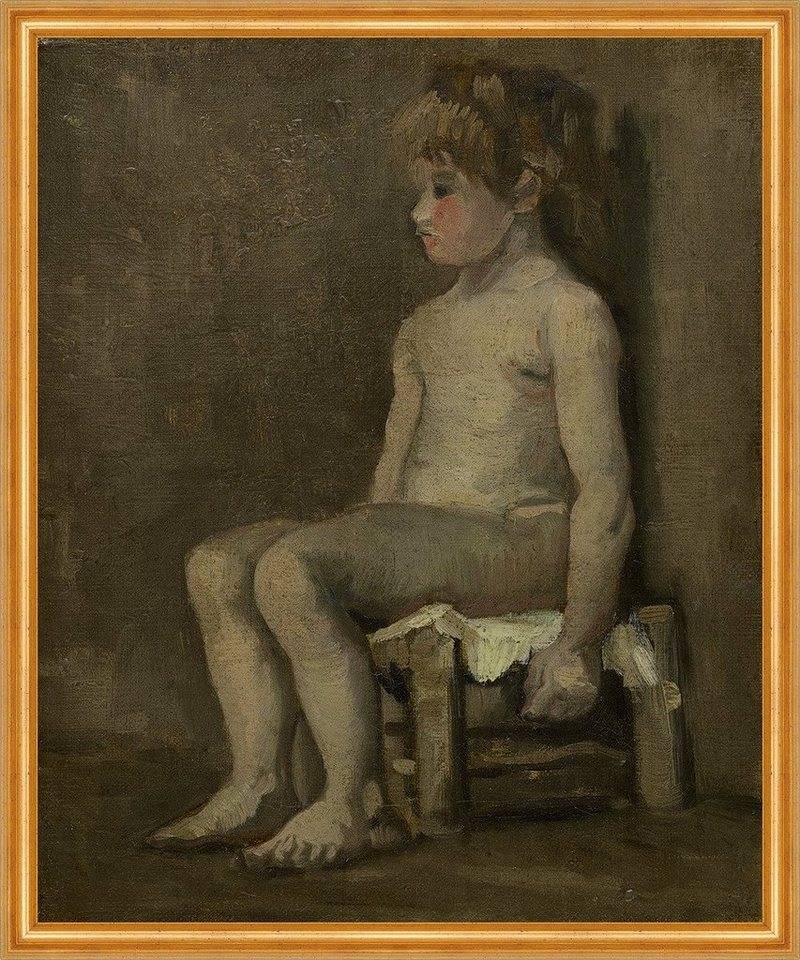 BillerAntik Kunstdruck Nude girl, seated Vincent van Gogh Kinder Mädchen Nackt Sitzen Hocker, (1 St) von BillerAntik