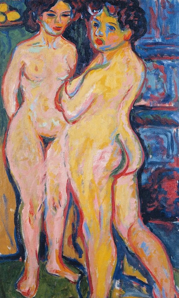 Kunstdruck Nudes Standing by Stove Ernst Ludwig Kirchner Nackte Frauen Ofen B A3, (1 St) von OTTO