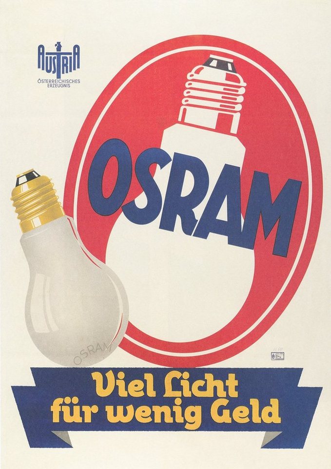 BillerAntik Kunstdruck OSRAM Leuchtmittel Glühbirne Werbung Österreich Kunstdruck Werbung 402, (1 St) von BillerAntik