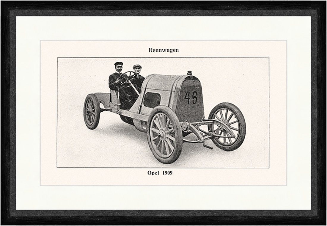 BillerAntik Kunstdruck Opel 1909 Rennwagen Zweisitzer Speichenrad Phaeton Faks Sport 047, (1 St) von BillerAntik