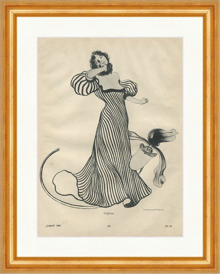 BillerAntik Kunstdruck Orchideen Nr. 29 M. Feldbauer Frauenschuh Blume Jugend Gerahmt 5261, (1 St) von BillerAntik