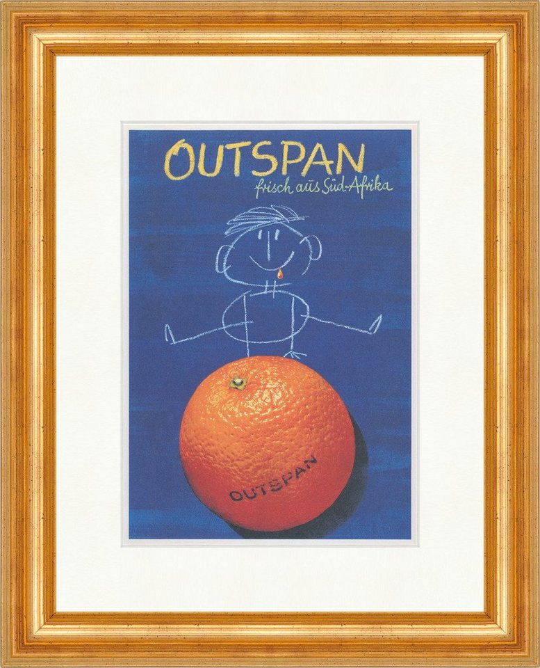 BillerAntik Kunstdruck Outspan Orangen Obst Südafrika Strichmännchen Werbung Plakatwelt 430, (1 St) von BillerAntik