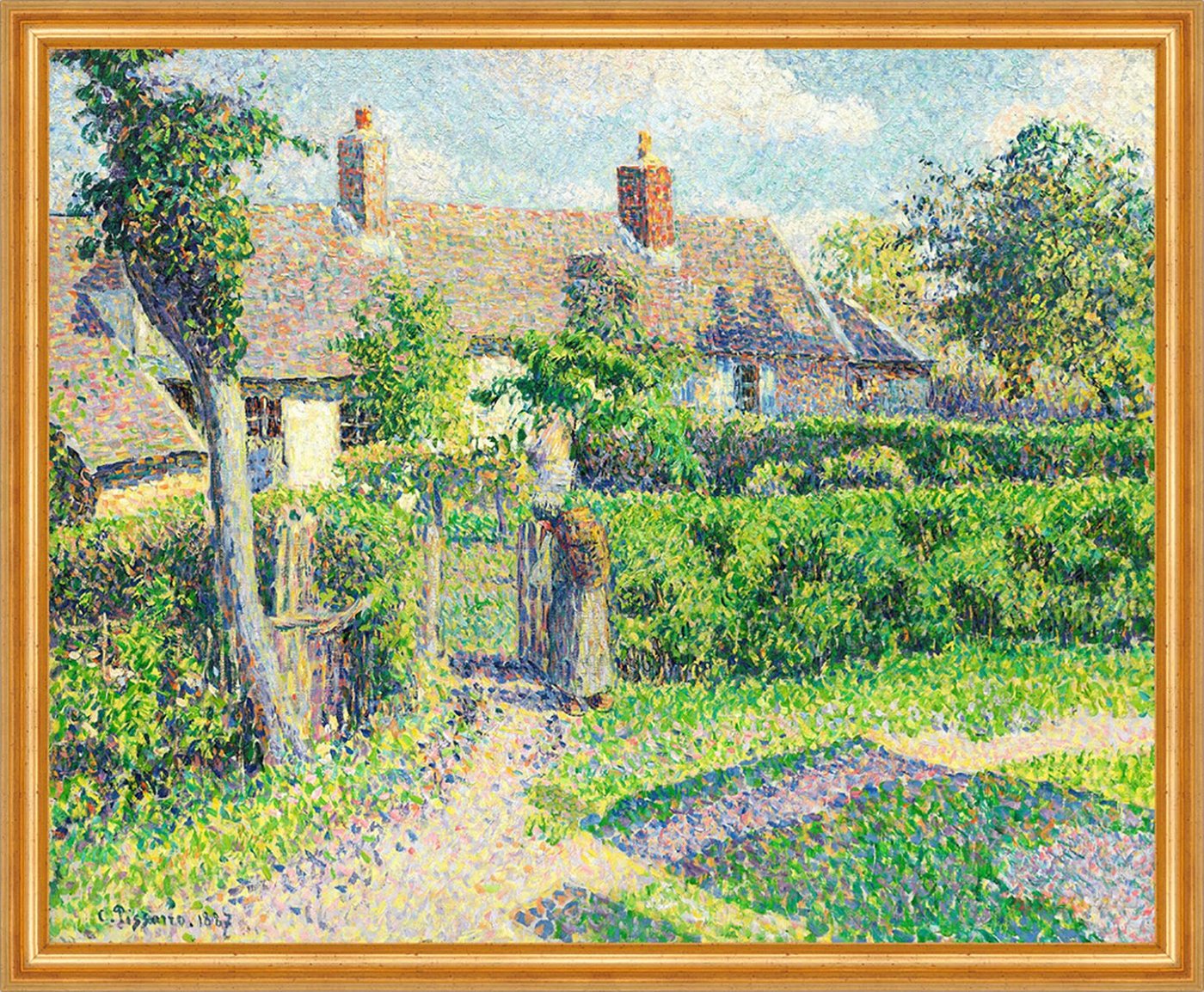Kunstdruck Peasants houses, Eragny Camille Pissarro Bauernhaus Garten Hecke B A1, (1 St) von OTTO