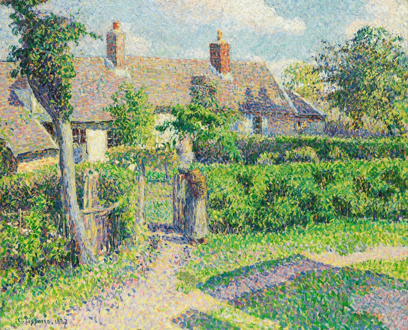 Kunstdruck Peasants houses, Eragny Camille Pissarro Bauernhaus Garten Hecke B A3, (1 St) von OTTO