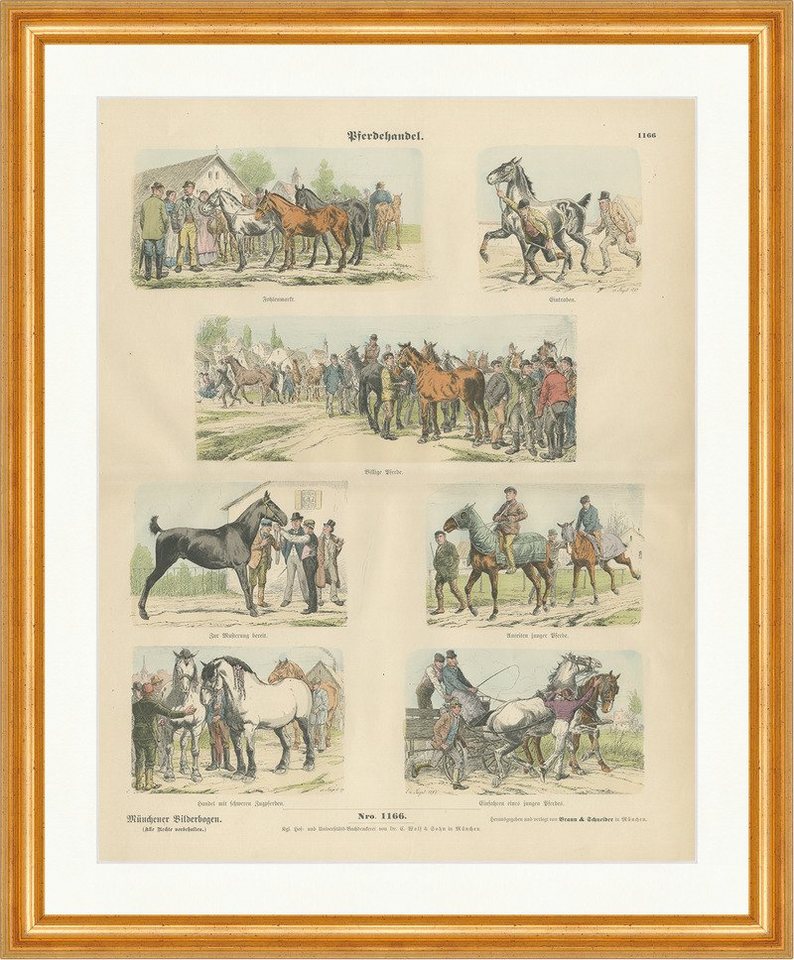 BillerAntik Kunstdruck Pferdehandel Nagel Fohlen Handel Anreiten Münchener Bilderbogen 1166 G, (1 St) von BillerAntik