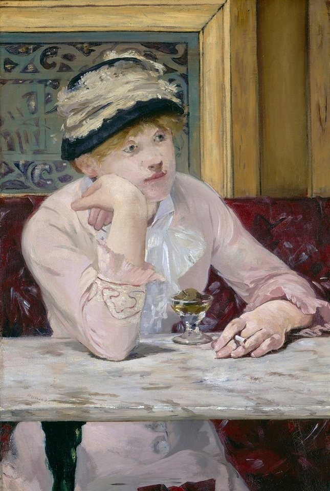 Kunstdruck Plum Brandy Edouard Manet Getränke Alkohol Zigarette Frauen Hut Tisch, (1 St) von OTTO