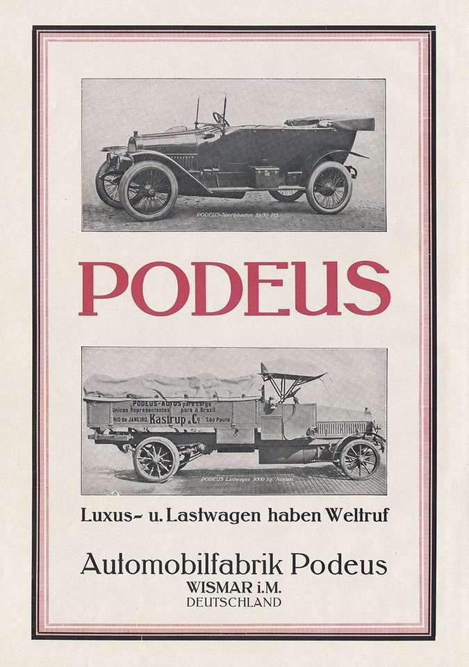Kunstdruck Podeus Luxus- und Lastwagen Sportphaeton Wismar Plakat Braunbeck Motor, (1 St) von OTTO