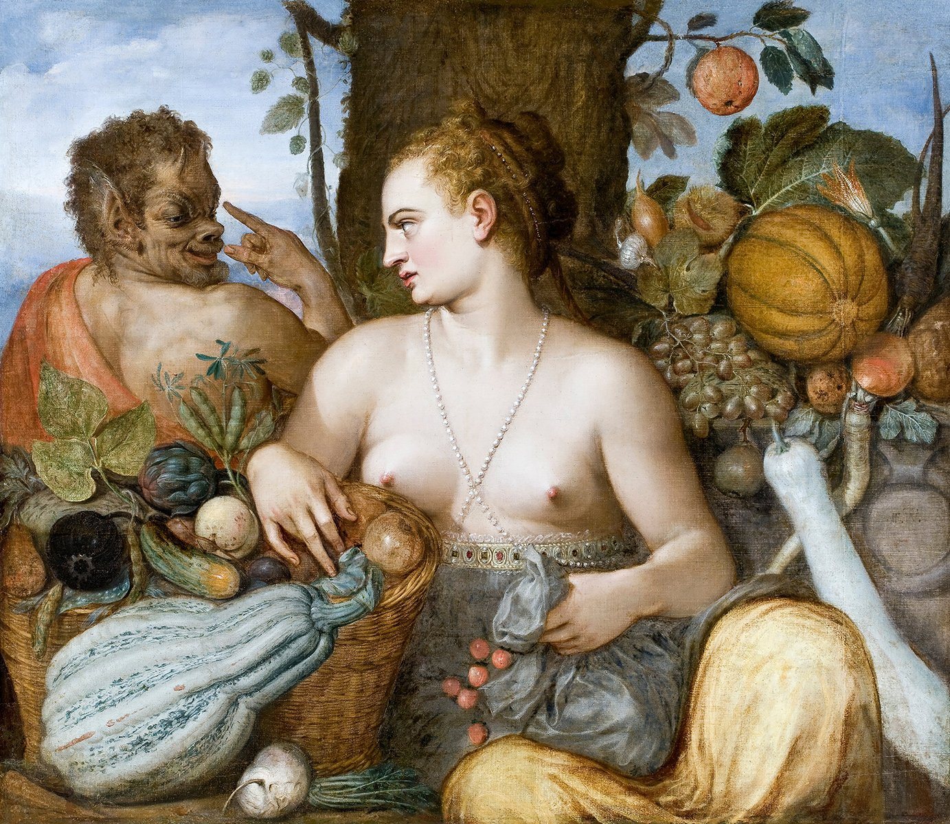 Kunstdruck Pomona Frans Floris Göttin Mythologie Frucht Baum Nackt Kürbisse B A3, (1 St) von OTTO