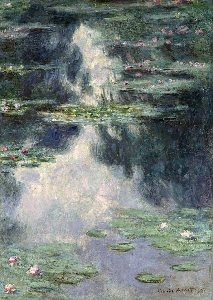 BillerAntik Kunstdruck Pond with Water Lilies Claude Monet Teich Wasserlilien Pflanzen Blüte, (1 St) von BillerAntik