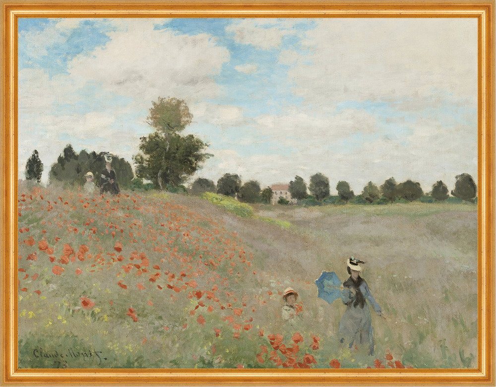 Kunstdruck Poppy Field Claude Monet Mohnblumenfeld Blumen Spaziergänger B A2 0122, (1 St) von OTTO