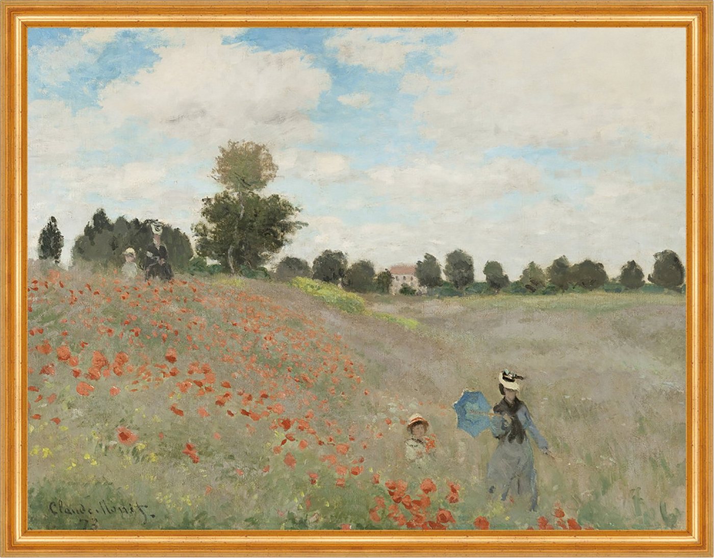 Kunstdruck Poppy Field Claude Monet Mohnblumenfeld Blumen Spaziergänger Wiese B A, (1 St) von OTTO