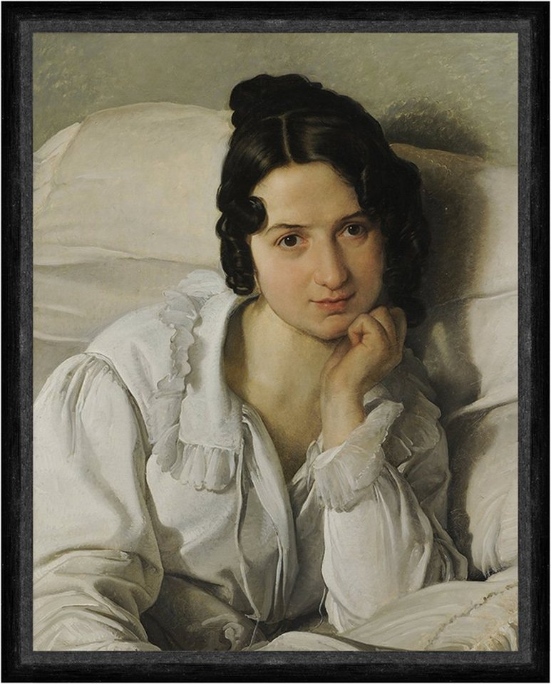 BillerAntik Kunstdruck Portrait of Carolina Zucchi, The Sick Woman Hayez Frau Bett Faks_B 01, (1 St) von BillerAntik