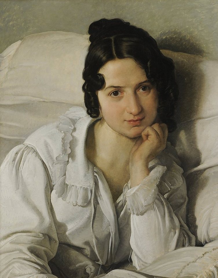 Kunstdruck Portrait of Carolina Zucchi, The Sick Woman Hayez Frau Bett Nachthemd, (1 St) von OTTO