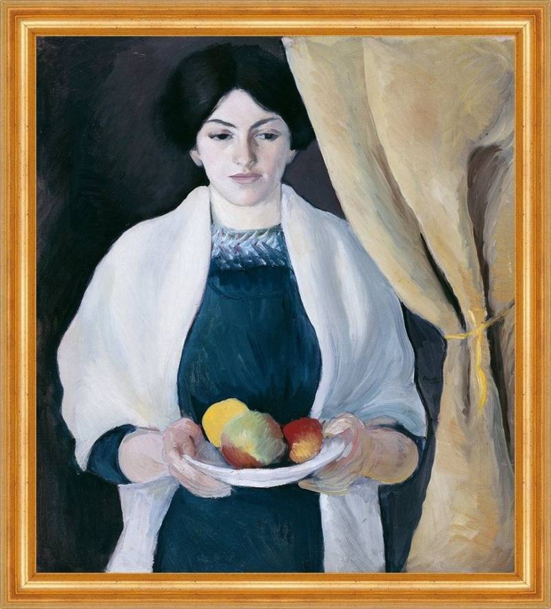 BillerAntik Kunstdruck Portrait with Apples August Macke Äpfel Vorhang Frauen Haare B A3 0106, (1 St) von BillerAntik