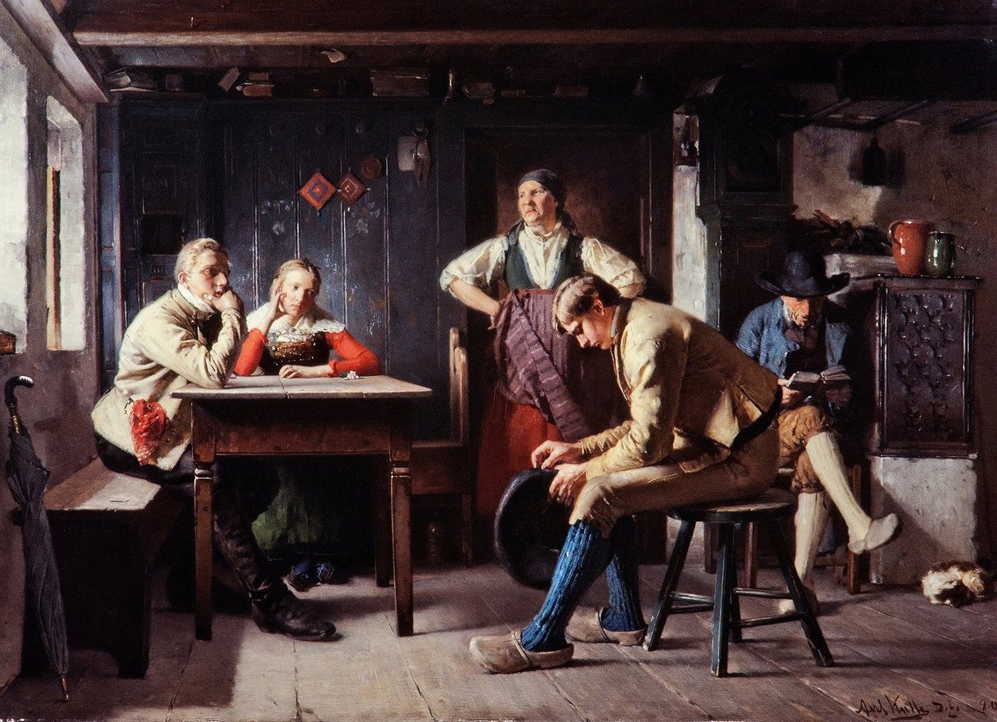 BillerAntik Kunstdruck Proposal, The Rivals Axel Kulle Bauernstube Ofen Tisch Antrag Männer B, (1 St) von BillerAntik