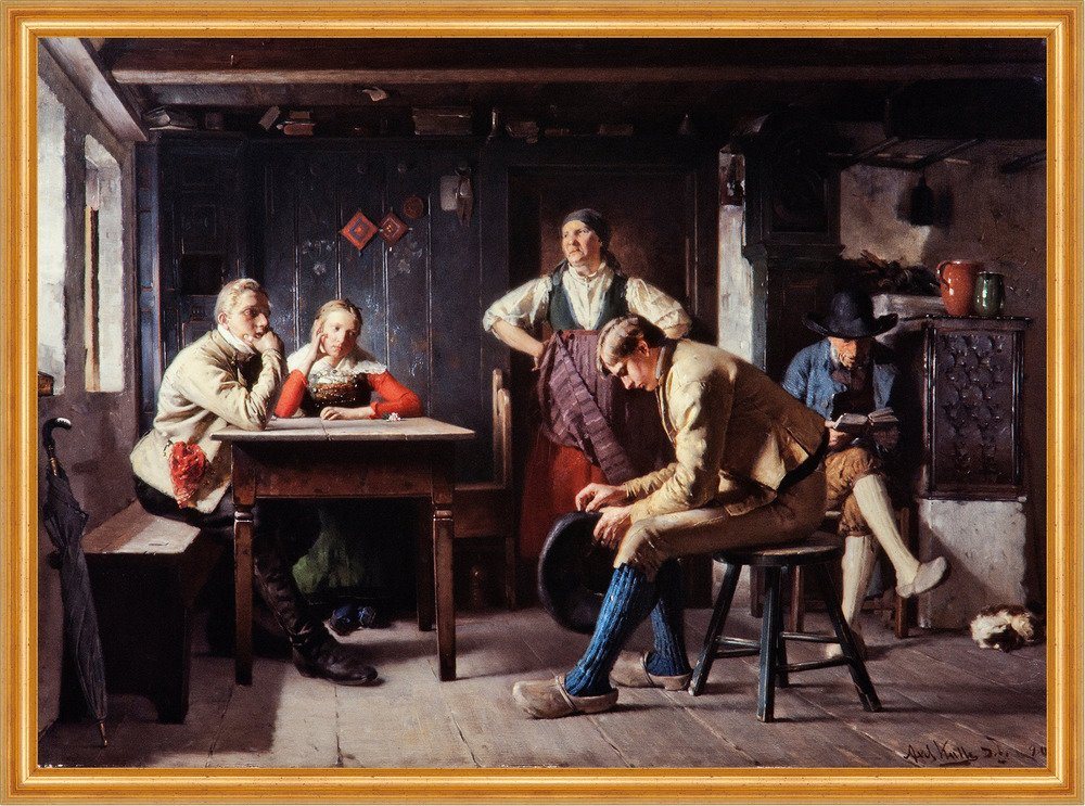BillerAntik Kunstdruck Proposal, The Rivals Axel Kulle Bauernstube Ofen Tisch Antrag Männer B, (1 St) von BillerAntik