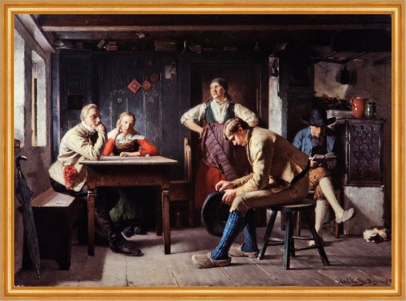 BillerAntik Kunstdruck Proposal, The Rivals Axel Kulle Bauernstube Ofen Tisch Antrag Männer B, (1 St) von BillerAntik