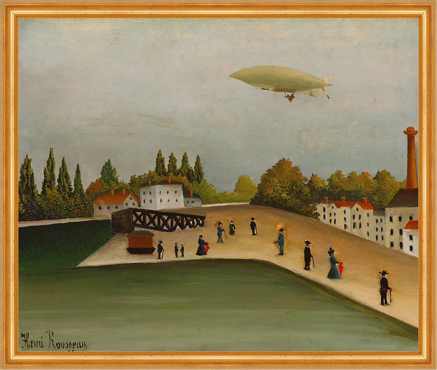 Kunstdruck Quai d Ivry Henri Rousseau Luftschiff Zeppelin Dorf Publikum Reisen B, (1 St) von OTTO