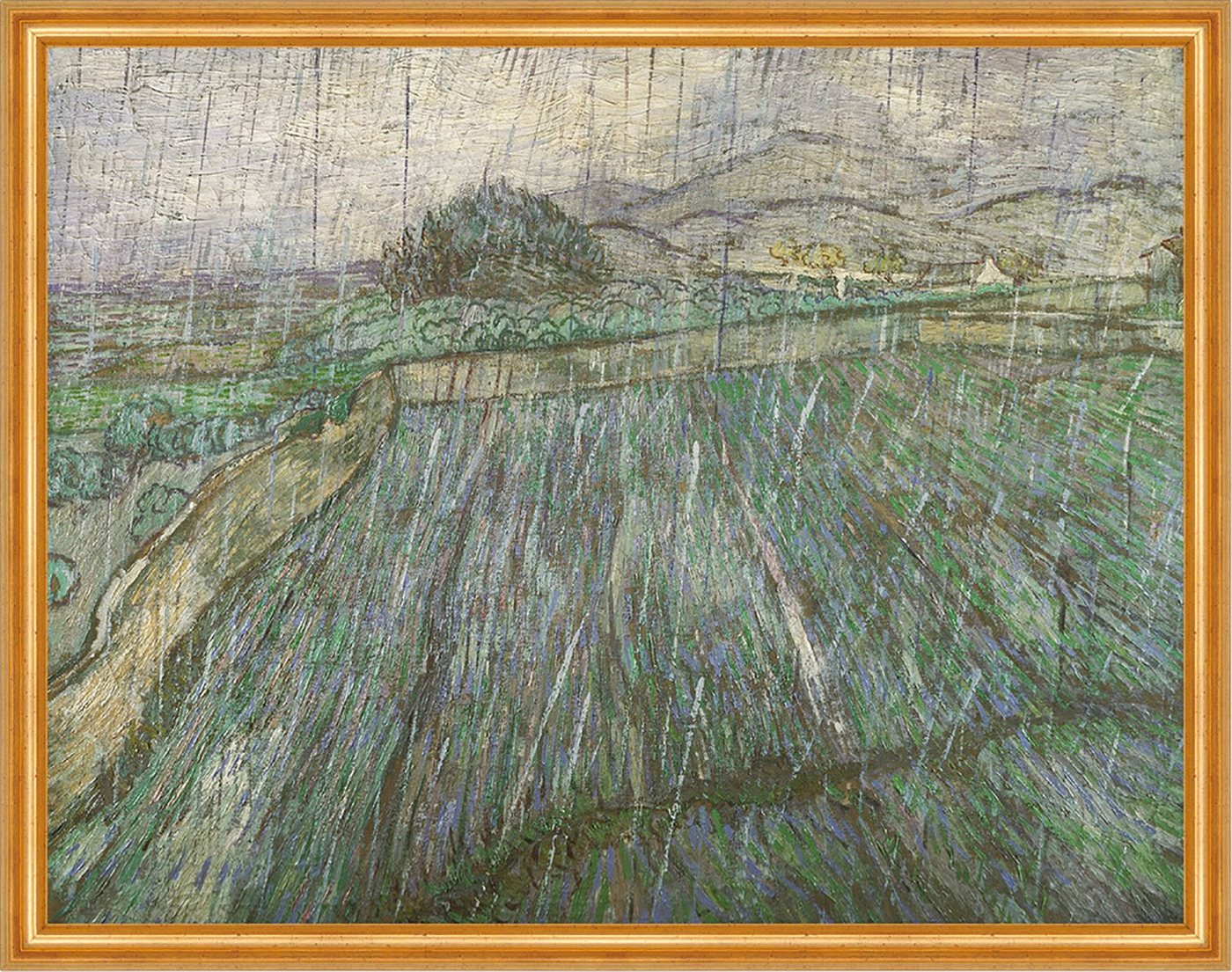 Kunstdruck Rain Vincent van Gogh Regen Wiese Wetter Garten Wasser Feld Hügel B A1, (1 St) von OTTO