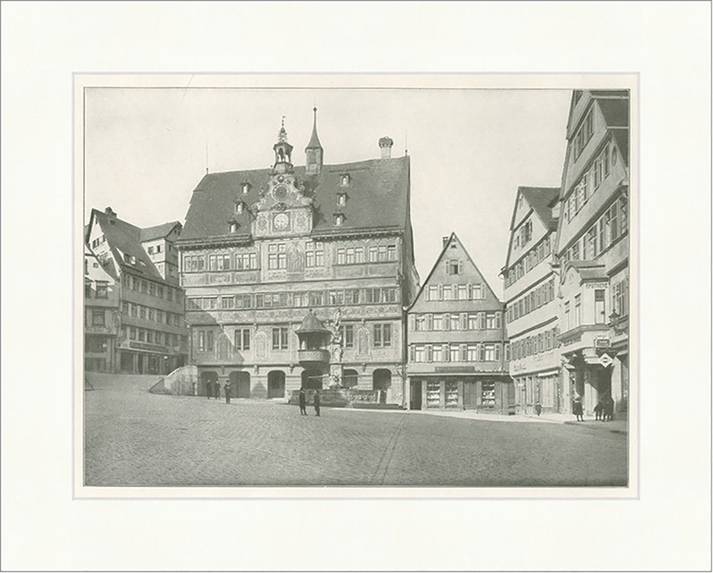 BillerAntik Kunstdruck Rathaus in Tübingen Astronomische Uhr Sgraffito Bemalungen F_Vintage 0, (1 St) von BillerAntik