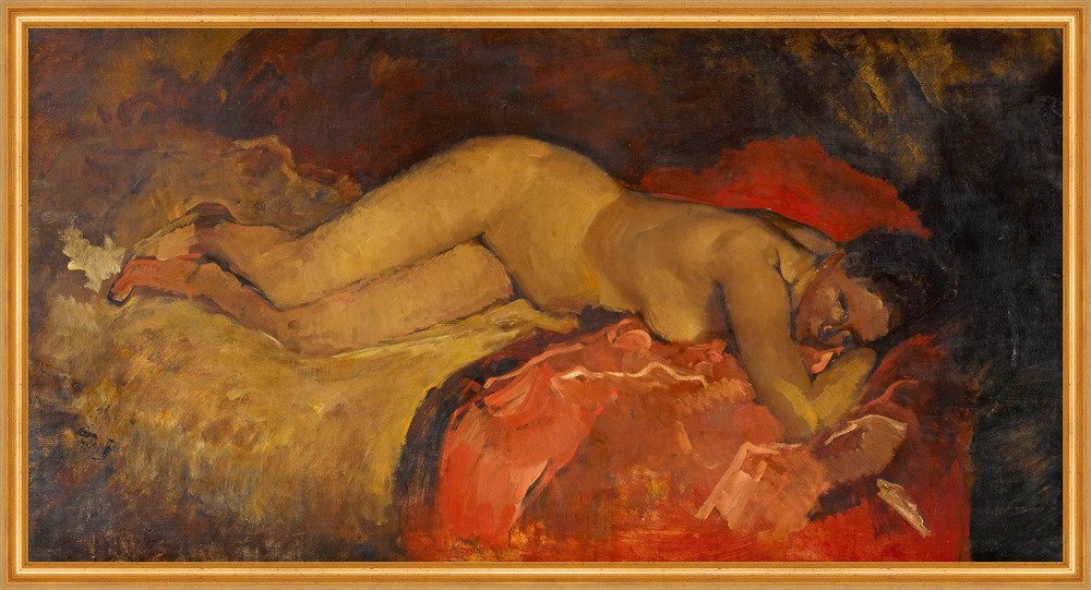 Kunstdruck Reclining nude George Hendrik Breitner Nackte Frau Liegen Bett Akt B A, (1 St) von OTTO