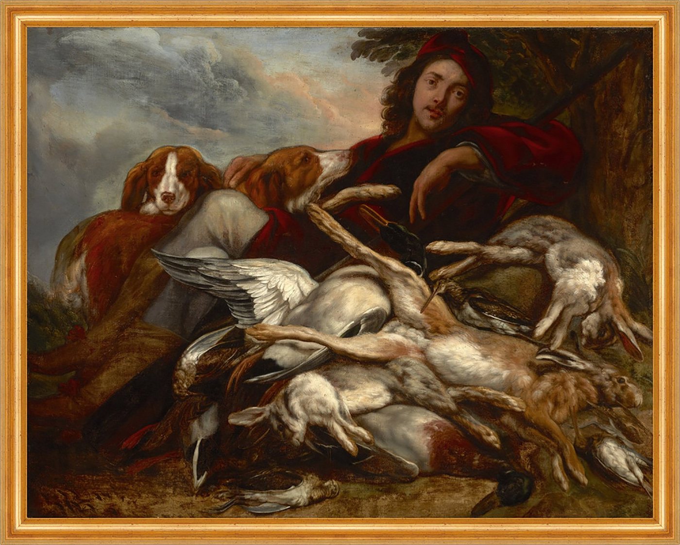 Kunstdruck Rest after Hunting Jacob Jordaens Jagen Jäger Hund Beute Hasen Jagd B, (1 St) von OTTO