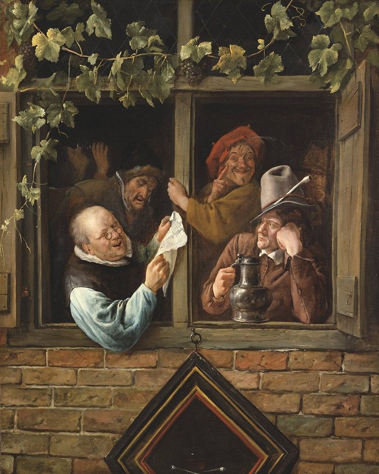 Kunstdruck Rhetoricians at a Window Jan Steen Fenster Rhetoriker Lesen Krug B A3, (1 St) von OTTO