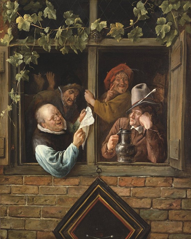 BillerAntik Kunstdruck Rhetoricians at a Window Jan Steen Fenster Rhetoriker Lesen Krug B A3, (1 St) von BillerAntik