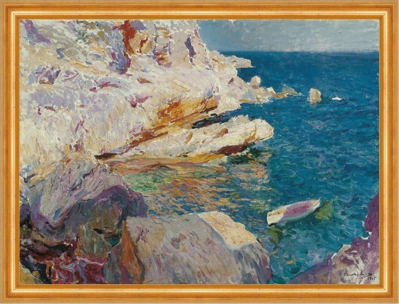 Kunstdruck Rocks from Javea White Boat Xabia Costa Blanca Sorolla Kunst A3 182 Ge, (1 St) von OTTO