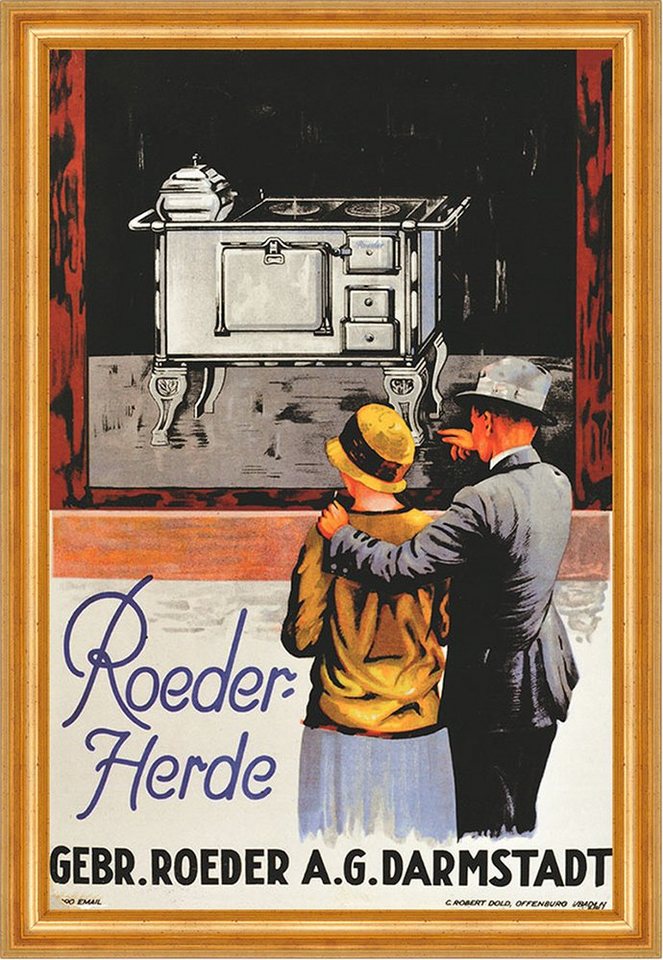 BillerAntik Kunstdruck Roeder-Herde Darmstadt Ofen Kochmaschine Küche Kunstdruck Reklame A3 4, (1 St) von BillerAntik