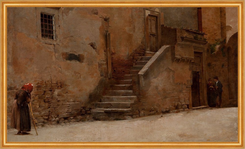 BillerAntik Kunstdruck Rua da Italia Belmiro de Almeida Italien Straße Treppe Steinhaus B A2, (1 St) von BillerAntik