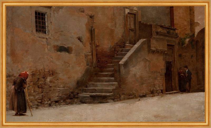 BillerAntik Kunstdruck Rua da Italia Belmiro de Almeida Italien Straße Treppe Steinhaus B A2, (1 St) von BillerAntik