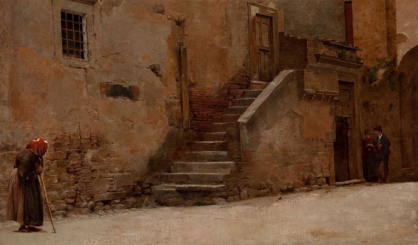 BillerAntik Kunstdruck Rua da Italia Belmiro de Almeida Italien Straße Treppe Steinhaus B A3, (1 St) von BillerAntik